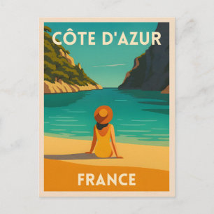Carte Postale Vintage voyage Rétro Plage Côte d'Azur