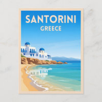 Vintage voyage rétro Santorini Grèce plage