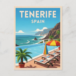 Carte Postale Vintage voyage rétro Tenerife Espagne Côte Balnéai