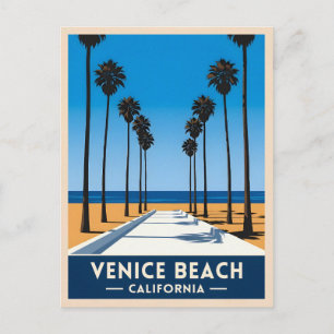 Carte Postale Vintage voyage rétro Venice Beach Côte Californie