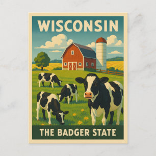 Carte Postale Vintage voyage rétro Wisconsin Dairy Farm Pittores
