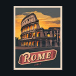Carte Postale Vintage voyage Rome Italie Colisée Retro Pittoresq<br><div class="desc">Découvrez la grandeur de la Rome antique avec ce design rétro captivant sur le thème du voyage avec le Colisée. Insufflée de vibrations nostalgiques et de charme vintage,  cette pièce capture l'esprit majestueux du monument emblématique dans une esthétique rétro qui rappelle les affiches de voyage classiques d'antan.</div>