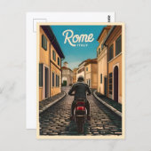 Carte Postale Vintage voyage Rome Italie Retro Graphisme (Devant / Derrière)