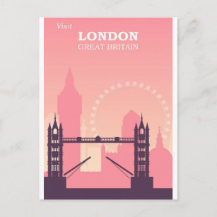Carte postale Vintage voyage rose Londres