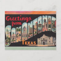 Carte postale Vintage voyage San Antonio Texas
