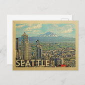Carte Postale Vintage voyage Skyline Seattle Washington Rainier (Devant / Derrière)