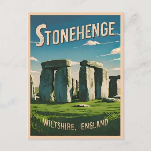 Carte Postale Vintage voyage Stonehenge Angleterre Retro Graphis (Devant)