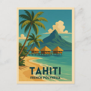 Carte Postale Vintage voyage Tahiti Polynésie française Plage Ré