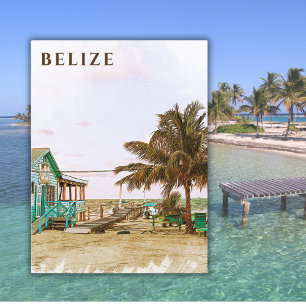 Carte Postale Vintage voyage Vacation Beach House Belize