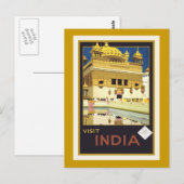 Carte postale Vintage voyage "Visit India" (Devant / Derrière)