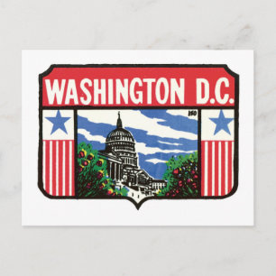 Carte Postale Vintage voyage Washington D.C. Étiquette d'État Ar