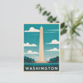 Carte Postale Vintage voyage Washington Monument Retro Graphisme (Debout devant)