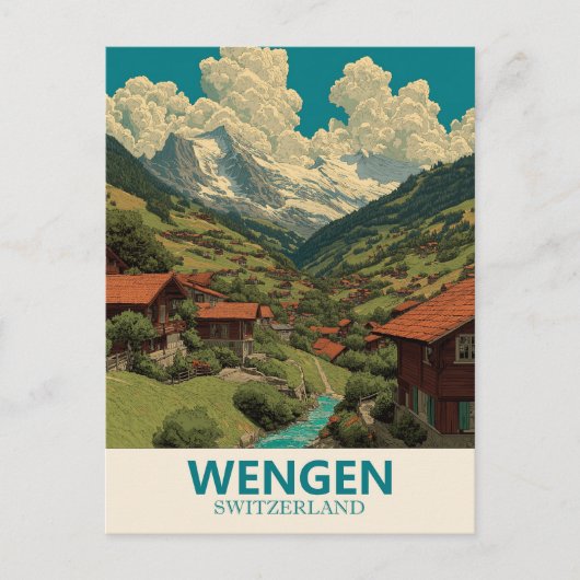 Carte Postale Vintage voyage Wengen Suisse (Devant)