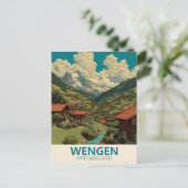 Carte Postale Vintage voyage Wengen Suisse (Debout devant)