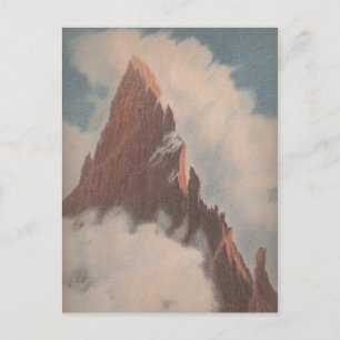 Carte Postale Vintage vue montagne paysage nuages neige unique
