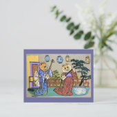 Carte postale vintage Wain Japanese Musical Cat (Debout devant)