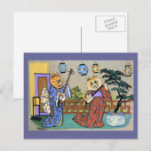 Carte postale vintage Wain Japanese Musical Cat (Devant / Derrière)