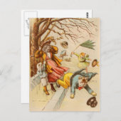 Carte postale vintage Walking Windy Day (Devant / Derrière)