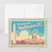 Carte postale vintage Washington DC | Salutations (Devant / Derrière)