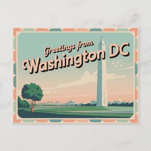 Carte postale vintage Washington DC | Salutations (Devant)