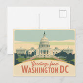 Carte postale vintage Washington DC | Salutations  (Devant / Derrière)