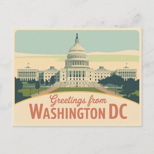 Carte postale vintage Washington DC | Salutations  (Devant)