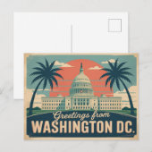 Carte postale vintage Washington DC | Salutations (Devant / Derrière)