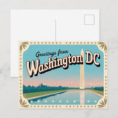Carte postale vintage Washington DC | Salutations (Devant / Derrière)