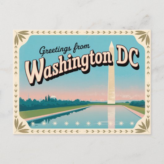 Carte postale vintage Washington DC | Salutations (Devant)