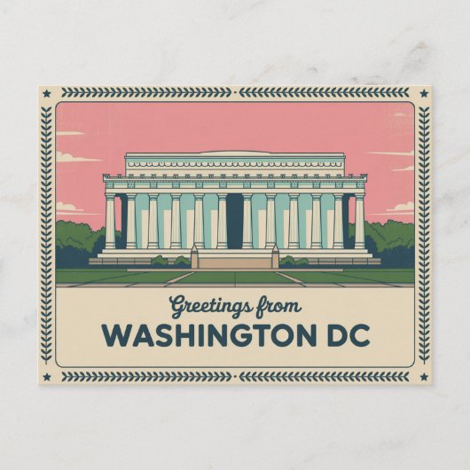 Carte postale vintage Washington DC | Salutations (Devant)