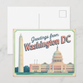 Carte postale vintage Washington DC | Salutations (Devant / Derrière)