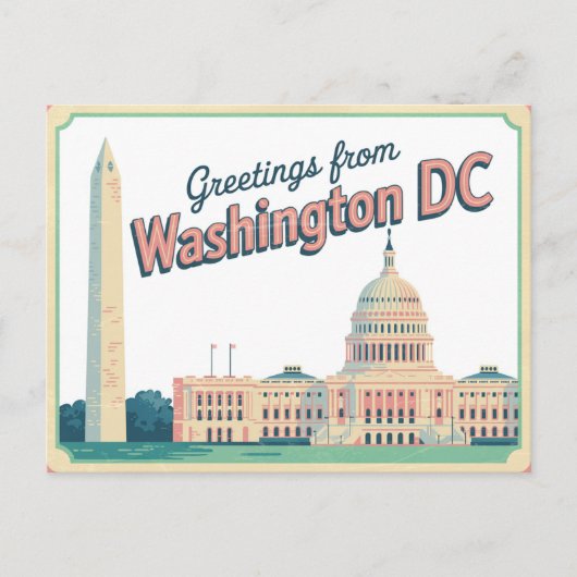 Carte postale vintage Washington DC | Salutations (Devant)