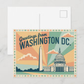 Carte postale vintage Washington DC | Salutations  (Devant / Derrière)