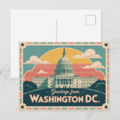 Carte postale vintage Washington DC | Salutations (Devant / Derrière)