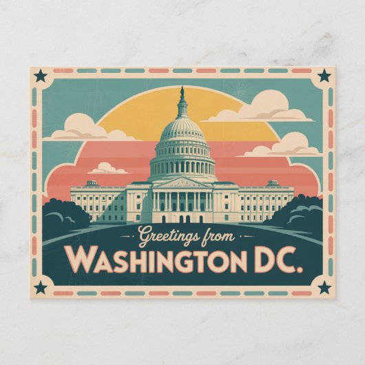 Carte postale vintage Washington DC | Salutations (Devant)