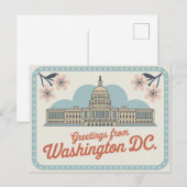 Carte postale vintage Washington DC | Salutations  (Devant / Derrière)