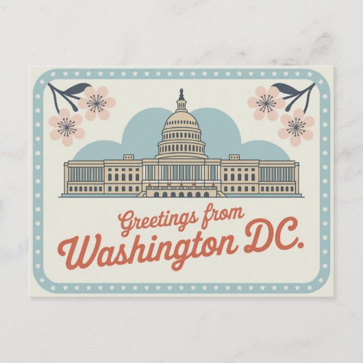 Carte postale vintage Washington DC | Salutations  (Devant)