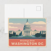 Carte postale vintage Washington DC | Salutations (Devant / Derrière)