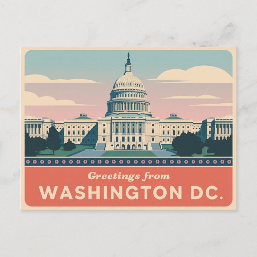 Carte postale vintage Washington DC | Salutations (Devant)