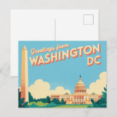 Carte postale vintage Washington DC | Salutations  (Devant / Derrière)