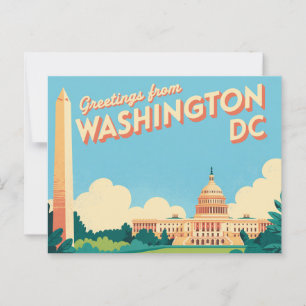 Carte postale vintage Washington DC   Salutations 