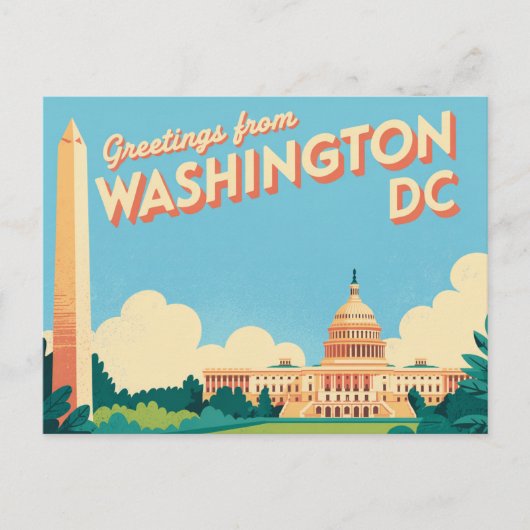 Carte postale vintage Washington DC | Salutations  (Devant)