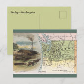 Carte Postale Vintage Washington Map (Devant / Derrière)