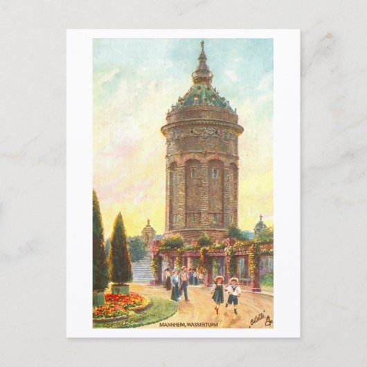 Carte Postale Vintage Water Tower, Mannheim, Germany (Devant)
