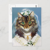 Carte postale Vintage Wedding Cat (Devant / Derrière)