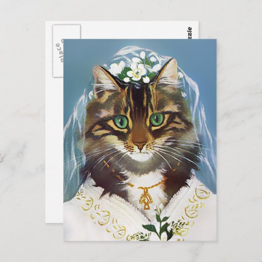 Carte postale Vintage Wedding Cat (Devant / Derrière)