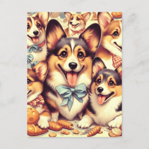 Carte Postale Vintage Welsh Corgi Cardigan sans couture