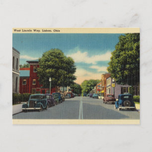 Carte Postale Vintage West Lincoln Way, Lisbonne, Ohio