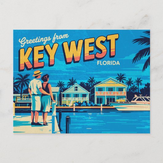 Carte postale vintage West | Salutations de (Devant)
