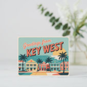 Carte postale vintage West | Salutations de (Debout devant)